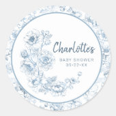 Chinoiserie Baby shower Sticker – Blue Floral DIY (Voorkant)