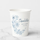 Chinoiserie Baby showers bekers – Dusty Blue Flora (Achterkant)