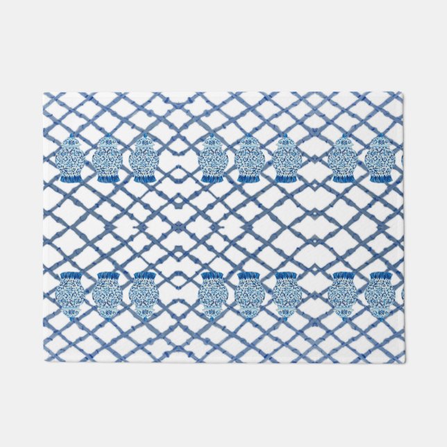 Chinoiserie Bamboo Ginger Jar Doormat Mat Rug (Voorkant)