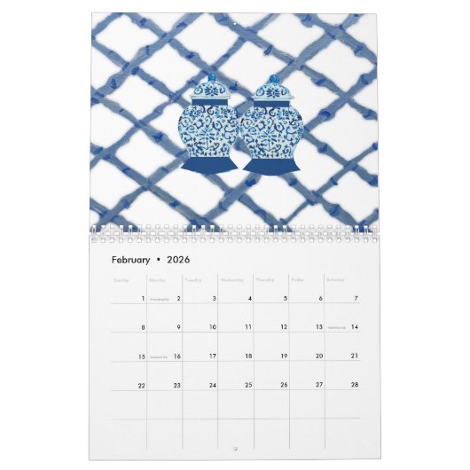 Chinoiserie Bamboo Ginger Jar Jars Kalender (Feb 2026)