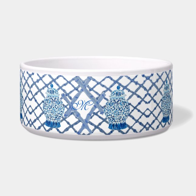 Chinoiserie Bamboo Ginger Jar Jars Water Voerbakje (Voorkant)