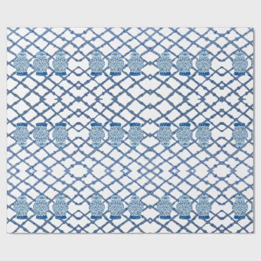 Chinoiserie Bamboo Ginger Jar Wrapping Paper Cadeaupapier (Vlak)