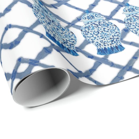 Chinoiserie Bamboo Ginger Jar Wrapping Paper Cadeaupapier (Rol Hoek)