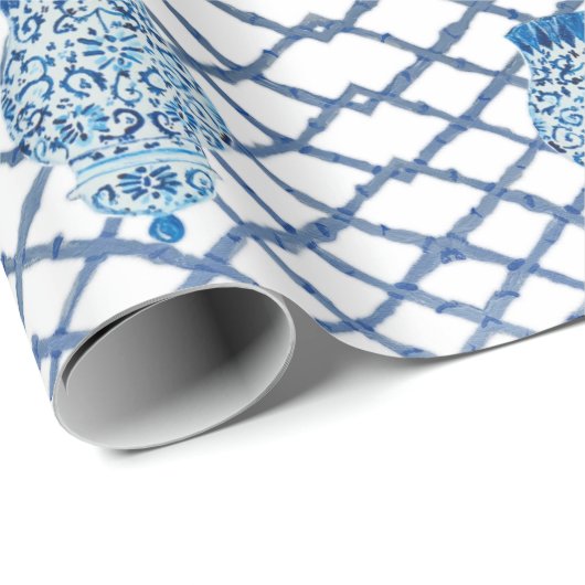 Chinoiserie Bamboo Ginger Jars Verpakkingspapier Cadeaupapier (Rol Hoek)