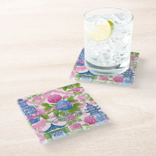 Chinoiserie Bams Cracks en Snacks Aangepaste Mahjo Glazen Onderzetter
