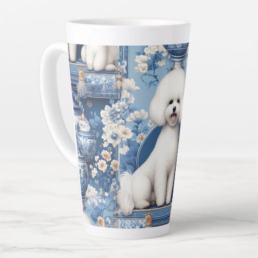 Chinoiserie Bichon Frise Latte Mok (Linkerhoek)