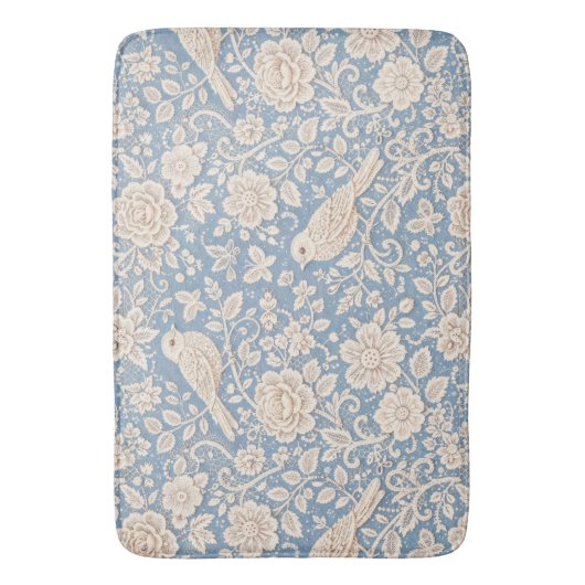 Chinoiserie Bird and Flower Seamless Pattern Badmat (Voorkant Verticaal)