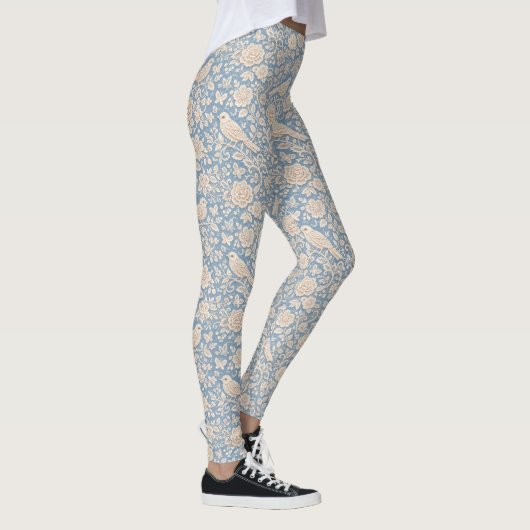 Chinoiserie Bird and Flower Seamless Pattern Leggings (Rechts)