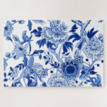 Chinoiserie Bird Floral Blue and White Tree Peony Legpuzzel<br><div class="desc">Moderne,  handbeschilderde acrylische waterverf kunst in een oude Aziatische geïnspireerde Chinoiserie stijl en patroon. Stevige Chinese boompony-bloemen,  vogels op een tak,  en bladbladergroenery werden geïnspireerd door antiek Chinese en Japanse tegel- en potterij. Kunst geschilderd en grafisch ontworpen door een internationaal erkende kunstenaar en ontwerper,  Audrey Jeanne Roberts,  copyright.</div>