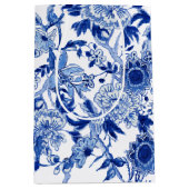 Chinoiserie Bird Floral Blue White Asian Invloed Medium Cadeauzakje (Voorkant)