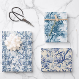 Chinoiserie Bird Haven in Blauw Inpakpapier Set