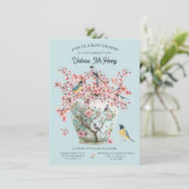 Chinoiserie Birds Cherry Blossoms Baby shower Vaas Kaart (Staand voorkant)