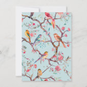 Chinoiserie Birds Cherry Blossoms Baby shower Vaas Kaart (Achterkant)