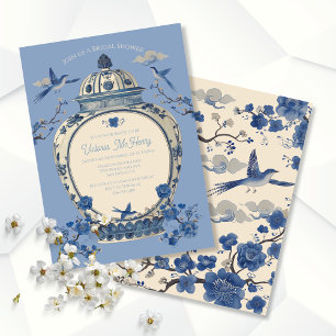 Chinoiserie Birds Floral Jar Vrijgezellenfeest Kaart