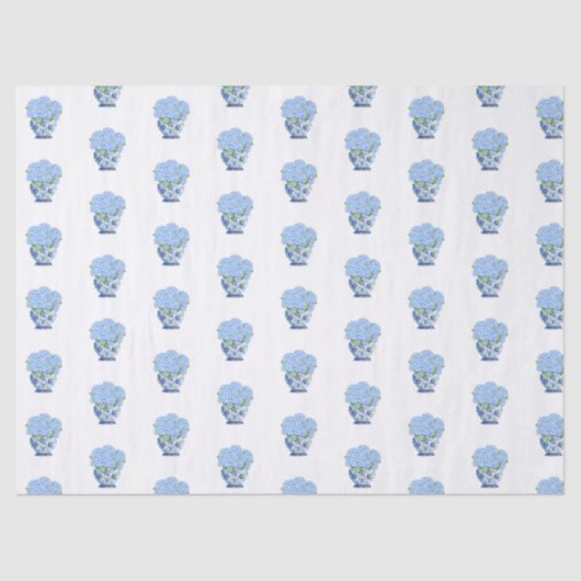 Chinoiserie Blau-Witte Vaas Hydrangea Inpakpapier Tissuepapier (Voorkant)