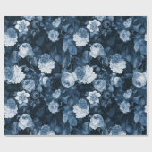chinoiserie blauw antiek Redouté rozen patroon Cadeaupapier (Vlak)