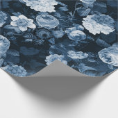chinoiserie blauw antiek Redouté rozen patroon Cadeaupapier (Hoek)