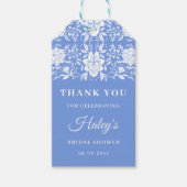 Chinoiserie Blauw Bloem Bruidsdiner Cadeaulabel (Voorkant)