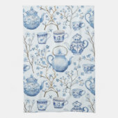 Chinoiserie Blauw Bloem Bruiloft Borrel Theedoek (Verticaal)