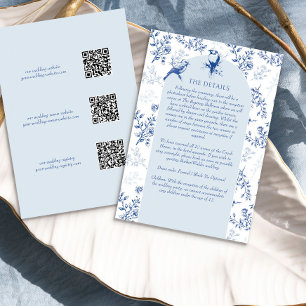 Chinoiserie Blauw Bloemen Bruiloft Details QR Code Informatiekaartje