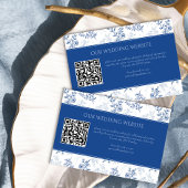 Chinoiserie Blauw Bloemen Bruiloft Website QR Code Informatiekaartje