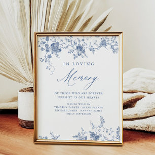 Chinoiserie Blauw Bloemen Huwelijk Liefdevol Geheu Poster