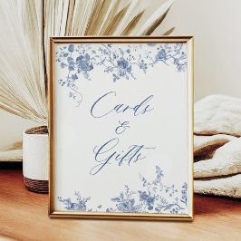 Chinoiserie Blauw Bloemen Kaarten en Geschenken te Poster