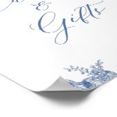 Chinoiserie Blauw Bloemen Kaarten en Geschenken te Poster (Hoek)