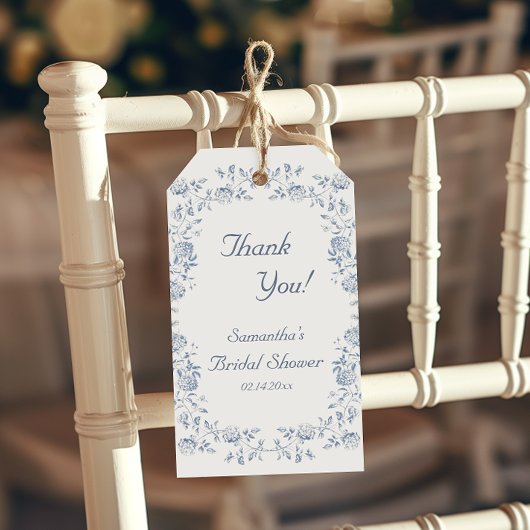 Chinoiserie Blauw Bloemen Vrijgezellenfeest Cadeaulabel