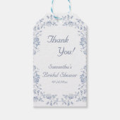 Chinoiserie Blauw Bloemen Vrijgezellenfeest Cadeaulabel (Voorkant)