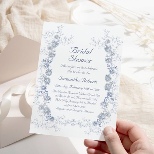 Chinoiserie Blauw Bloemen Vrijgezellenfeest Kaart