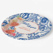 Chinoiserie blauw bloementhats Amore Vrijgezellenf Papieren Bordje (Gekanteld)