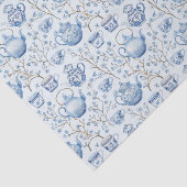 Chinoiserie Blauw Bloemig Bruidsfeest Tissuepapier (Detail)