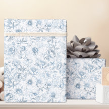 Chinoiserie Blauw Bloemmotief Inpakpapier