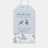 Chinoiserie Blauw Elegant Bloemen Huwelijksgunst Cadeaulabel (Voorkant)