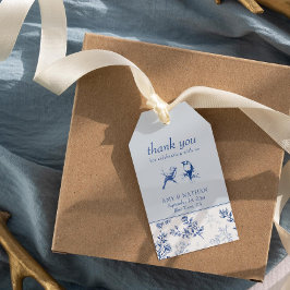 Chinoiserie Blauw Elegant Bloemen Huwelijksgunst Cadeaulabel