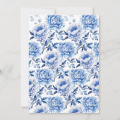 Chinoiserie Blauw en Wit Bloemen Repetitie Diner Kaart (Achterkant)