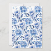 Chinoiserie Blauw en Wit Bloemen Vrijgezellenfeest Kaart (Achterkant)