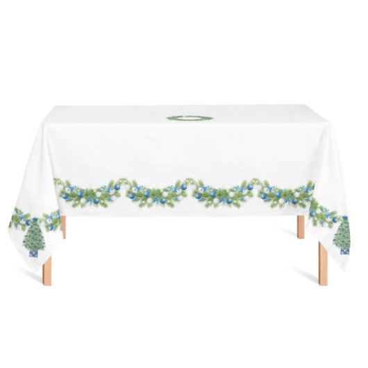 Chinoiserie Blauw en Wit Kerst Tafelkleed