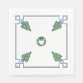 Chinoiserie Blauw en Wit Kerstmis Servet (Voorkant)