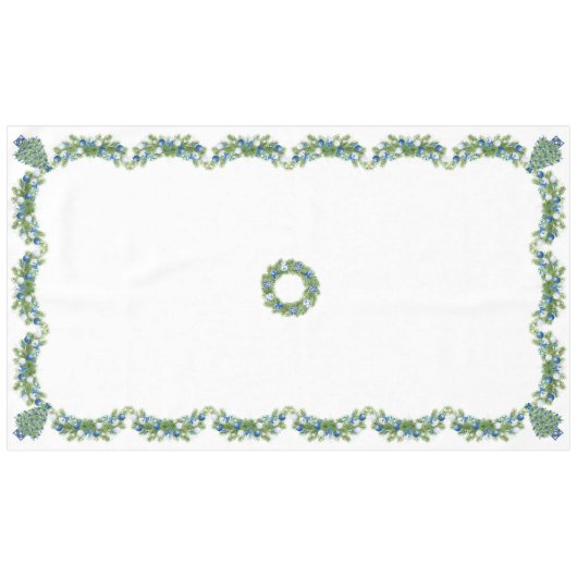 Chinoiserie Blauw en Wit Kerstmis Tafelkleed (Voorkant (Horizontaal))