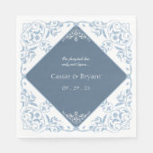 Chinoiserie Blauw en Wit Kust Chic Wedding Servet (Voorkant)