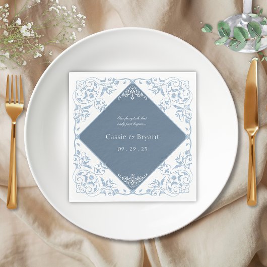 Chinoiserie Blauw en Wit Kust Chic Wedding Servet