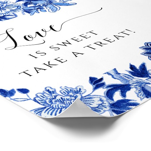 Chinoiserie Blauw en Wit Liefde is Zoete Dessert Poster (Hoek)