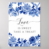 Chinoiserie Blauw en Wit Love is Sweet Dessert Poster (Voorkant)