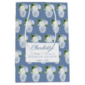 Chinoiserie Blauw en wit Maid of Honor Dank u Medium Cadeauzakje (Voorkant)