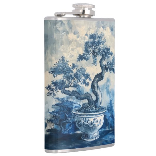 Chinoiserie Blauw en Wit Porselein Design Heupfles (Rechts)