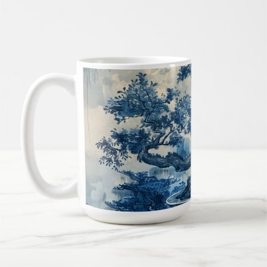 Chinoiserie Blauw en Wit Porselein Design Koffiemok (Links)