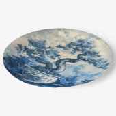 Chinoiserie Blauw en Wit Porselein Design Papieren Bordje (Gekanteld)