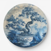 Chinoiserie Blauw en Wit Porselein Design Papieren Bordje (Voorkant)